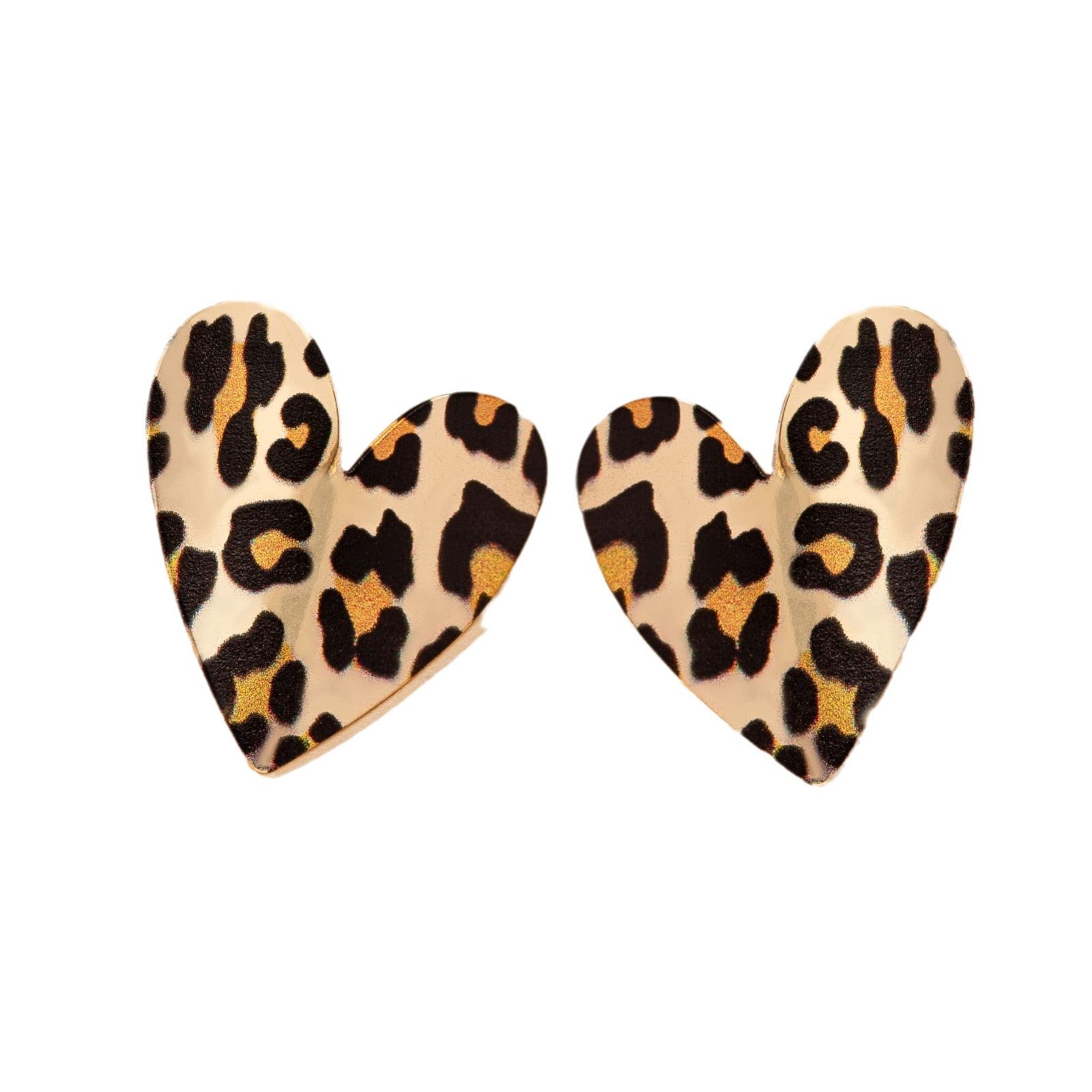 Wholesale European and American Cross-border Trend Autumn and Winter Printing Leopard Print Love Exaggerated Niche Design Valentine's Day Gift Earrings